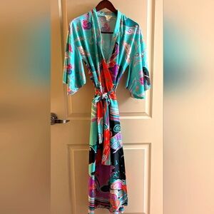 Tiffany Loungewear Vintage Colorful Abstract Patterned Kimono Robe